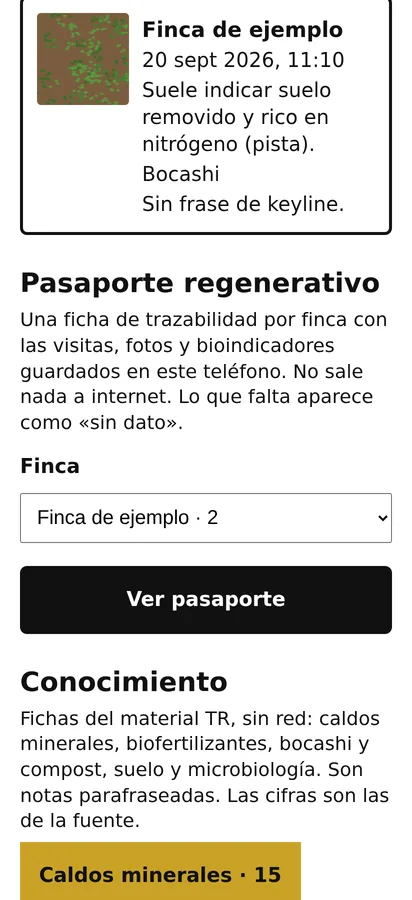 Captura de la app Campo: Visitas (datos de ejemplo)