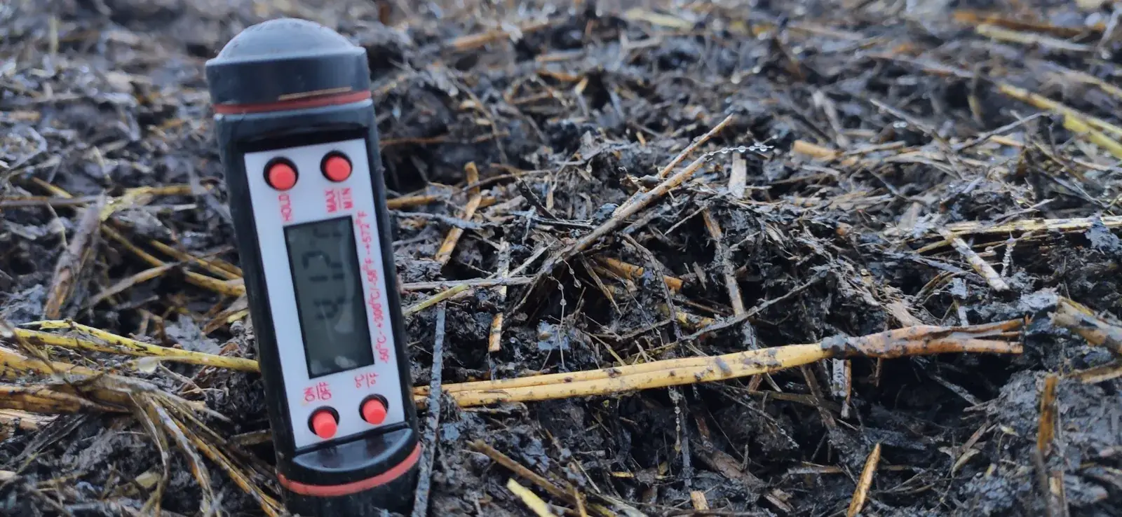 Termòmetre clavat a la pila per controlar la temperatura